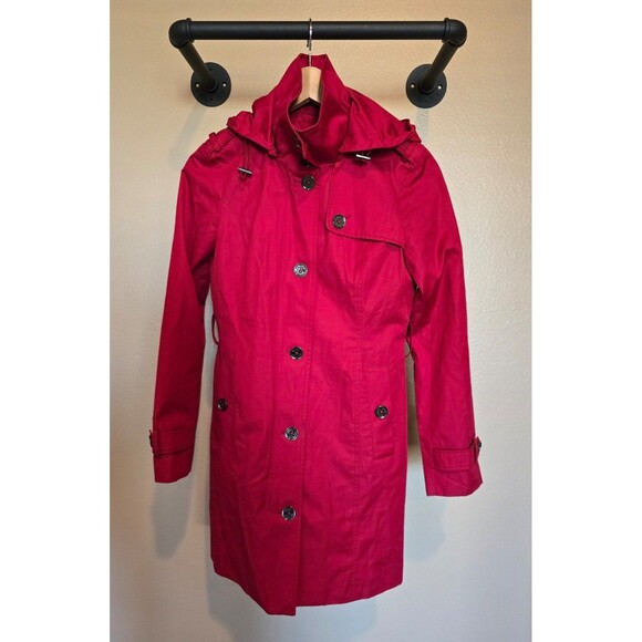 Michael kors red trench coat women's extra small - Picture 2 of 12